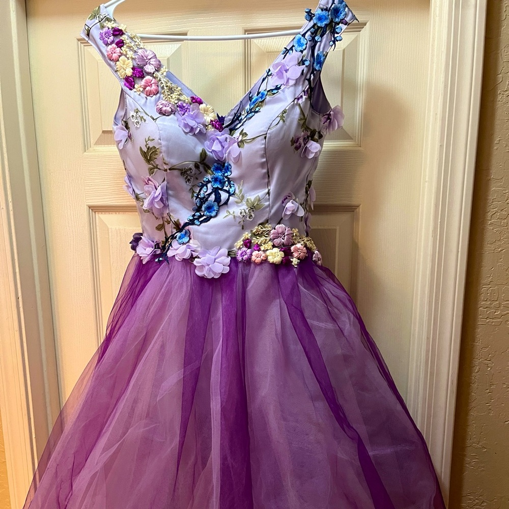 Designer tea length dress